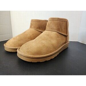 Arizona Winter Boots Faux Suede Faux Fur Size 7 M AZ Spring Memory Foam Brown